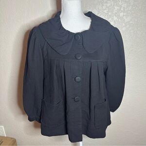 Elegant Black Women's Blouse with Button Accents